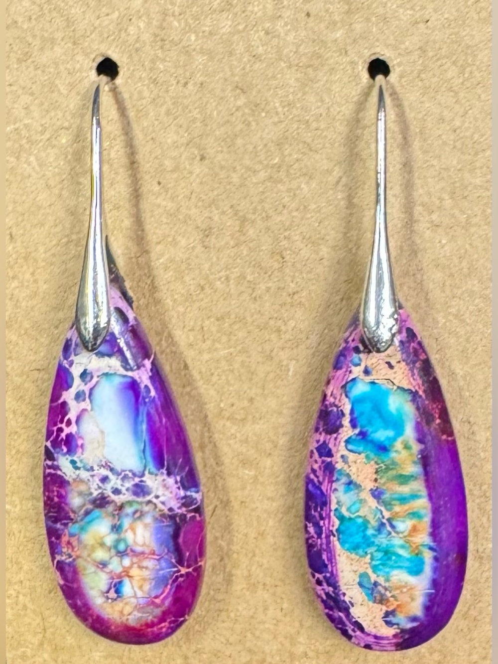 Purple Turquoise Teardrop Dangle Earrings - Women's Jewelry